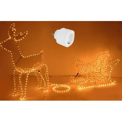 "Nampook Rentier mit Schlitten - Weihnachtsbeleuchtung - MIT Perel Smart home Wifi plug für drinnen - Für Android & IOS image"