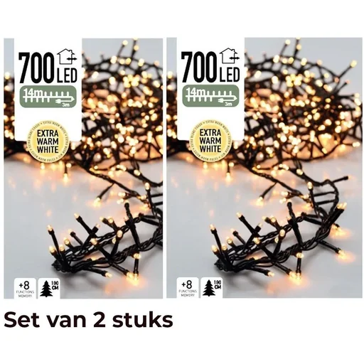 "2x Weihnachtsbaum Lichter 14 Meter Warm Weiß - 700LED für Innen und Außen image"