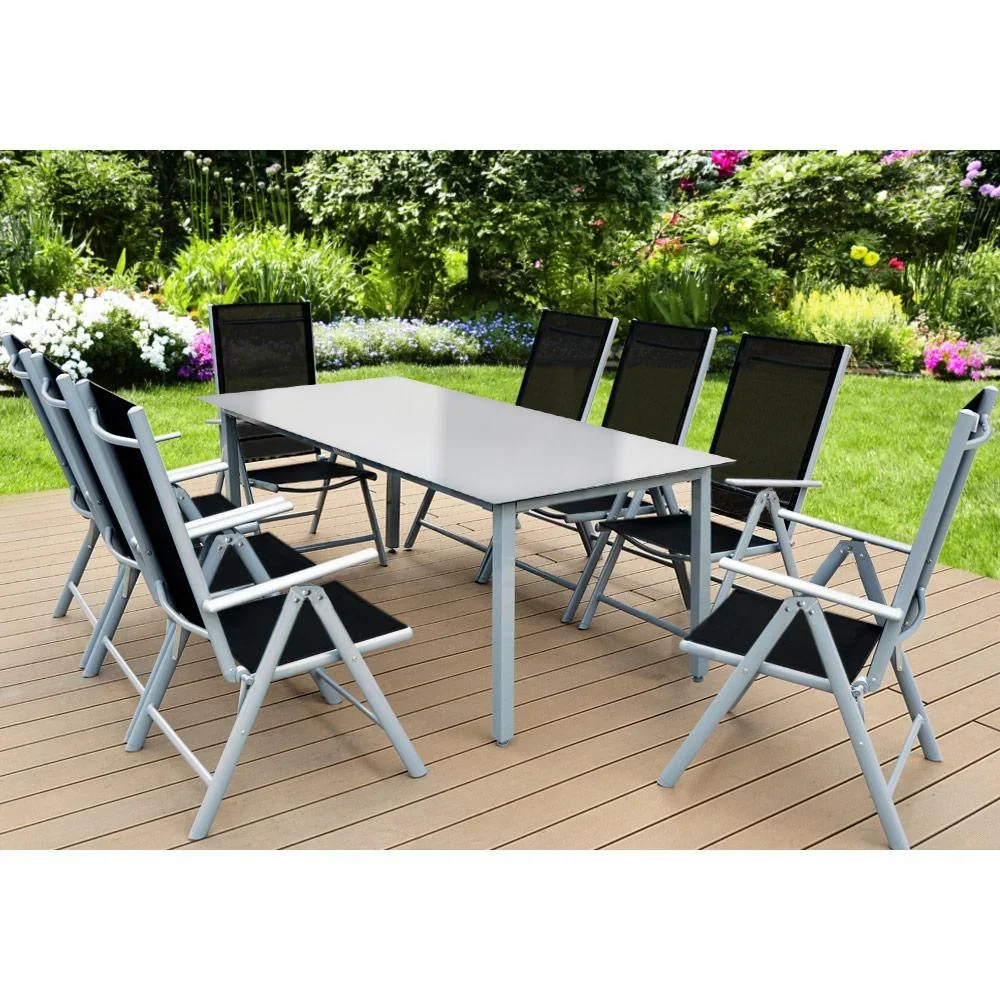 Aluminium-Gartenset Bern 8+1 Mattglas silber- Set