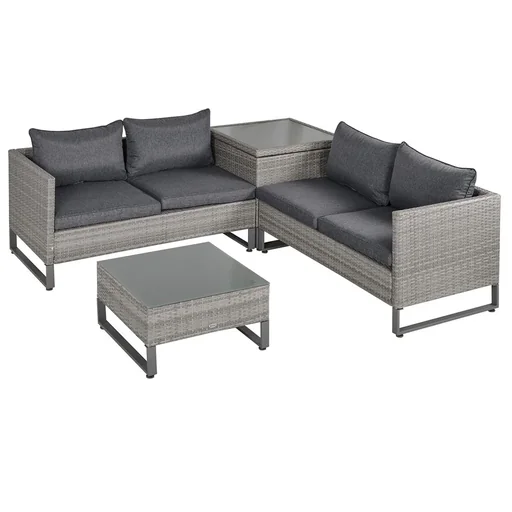"4-tlg. Luxus Polyrattan Gartengarnitur Gartenmöbel Garten-Set Sitzgruppe Loungeset Loungemöbel inkl. Aufbewahrungsbox un image"