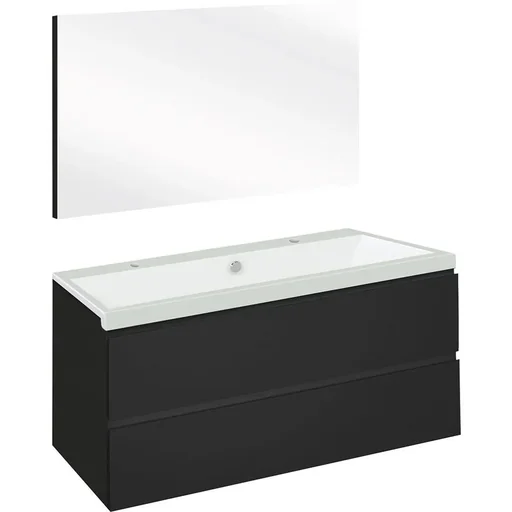 "Concept Badezimmermöbel met spiegel 100cm - schwartz/Weiss image"