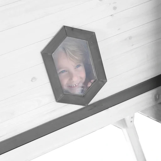 "Cabin XL Spielhaus Grau/weiß - Weiße Rutsche image"
