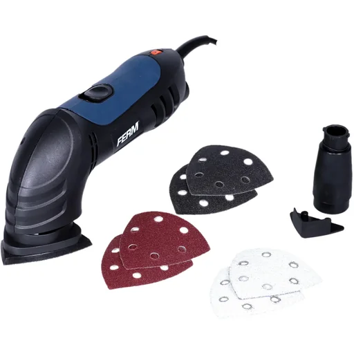 "DSM1009 Deltaschleifmaschine 280W - Variabele Geschwindigkeitskontrolle - Mit 6-teiligen Schleipapierset (P80) und Staub image"