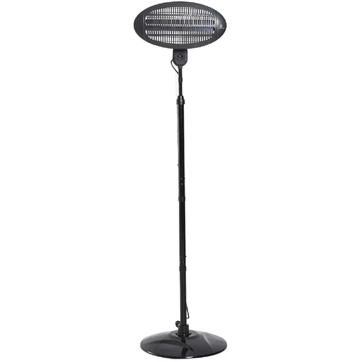 "Heizstrahler Freistehender Terrassenheizer Quartz elektrisch 360° drehbar 2KW Ø50 x H(180-210) cm image"