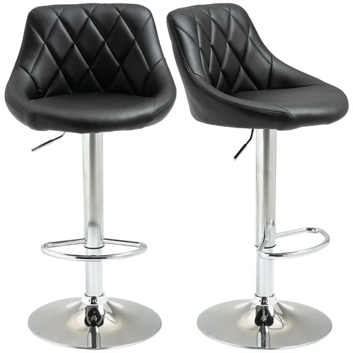 "Barhocker 2er-Set Drehstühle Barstühle Verstellbare Höhe Armless Barhocker 360° schwenkbar PU-Kunstleder Metall Schwarz image"