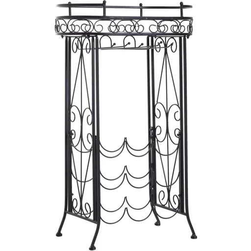 "Weinregal Flaschenregal Weinschrank Weinständer für 9 Flaschen und Gläser Metall Schwarz T28,5 x B46 x H77,5 cm image"