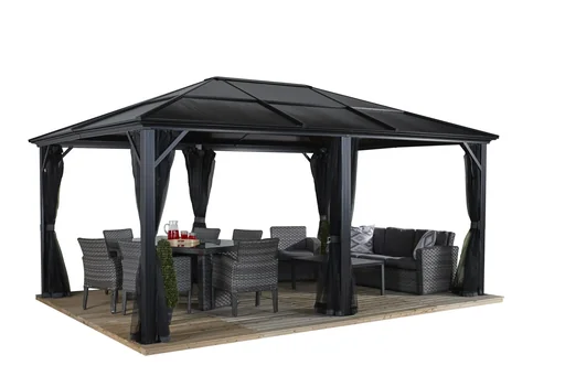 "Aluminium Pavillon Meridien, anthrazit - mit Moskitonetzen image"