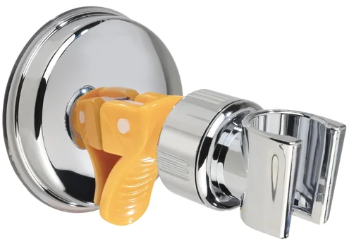 "Duschkopf-Halter mit Saugnapf, verchromt, Silberfarben/ Gelb image"