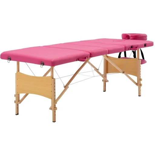 "Massagetisch faltbar 4 Zonen Holz rosa image"