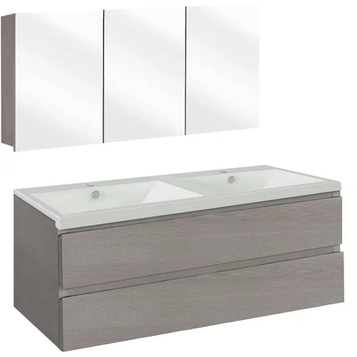 "Concept Badezimmermöbel met Spiegelschrank 120cm - gris/Weiss image"