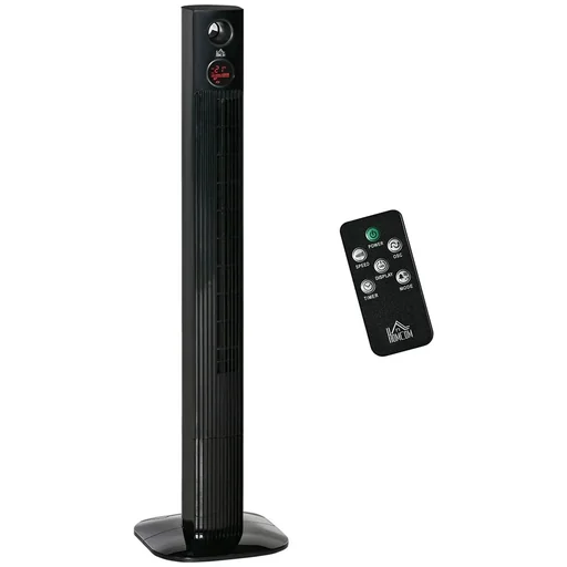 "Turmventilator Aroma-Diffusor Timer-Funktion 3 Lüftungsstufen 45W 70° Oszillation Schwarz 31,5 x 31,5 x 117 cm image"