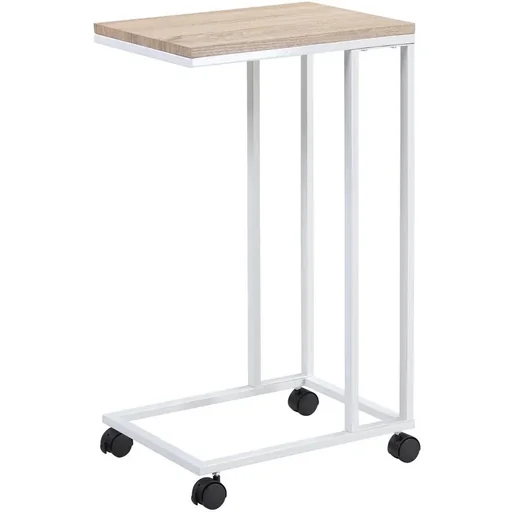 "Beistelltisch - auf Rädern - 70 x 40 x 30 cm - Industrial - Weiß/Braun image"