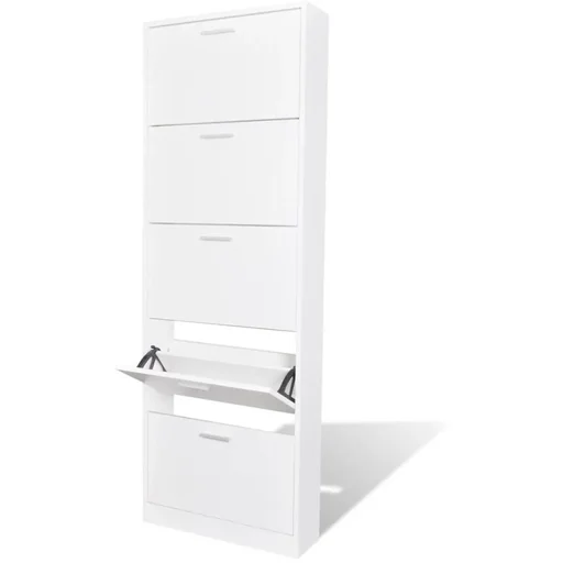 "Schuhschrank Holz mit 5 Ablagefächern weiß image"
