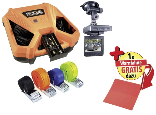 "Kompressor "Air Box" 1100 Watt + HD Autokamera inklusive Zubehör + Zurrgurt-Set, 5-teilig GRATIS dazu Warnfahne image"