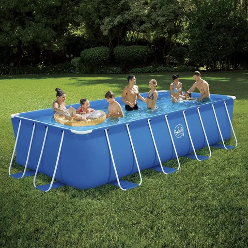 "Aufstellpool, Swimming Pool, Komplettset, mit Filterpumpe 12 Volt, 4,88 x 2,44 x1,07 m, Leiter, Poolcover, Bodenplane image"