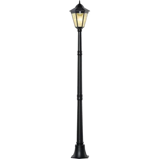 "Solar Lampenmast - 19 LEDs - 130 Lumen - 3000K - Schwarz - 22 x 22 x 194 cm image"