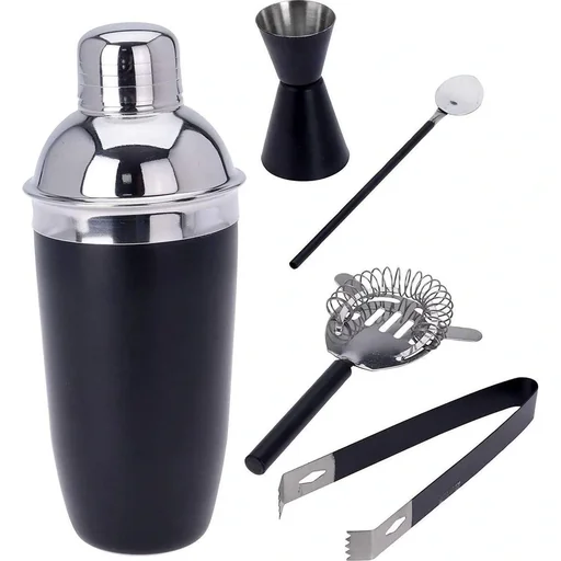 "Excellent Houseware Cocktailshaker-Set - Edelstahl - 5 Stück - mattschwarz image"