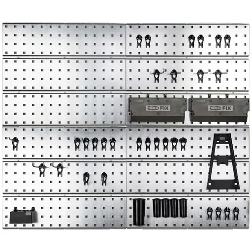 "Super Clip Set - Werkzeugwand aus Stahl - Aufbewahrungssystem - 46 Stück - 104 x 88 x 1,1 cm image"