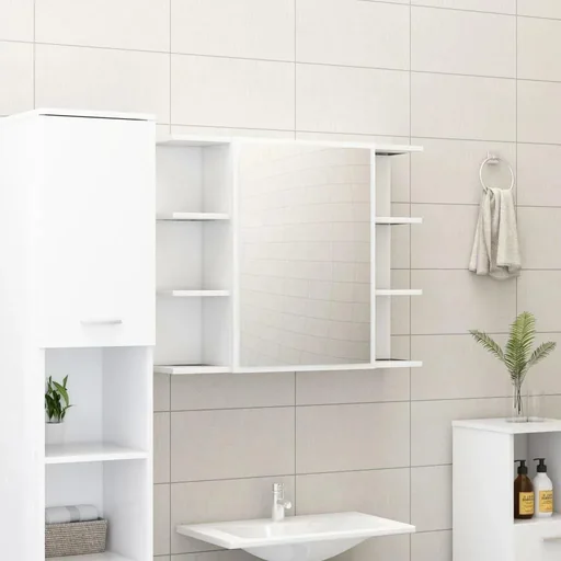 "Badspiegelschrank 80x20,5x64 cm Spanplatte weiß image"