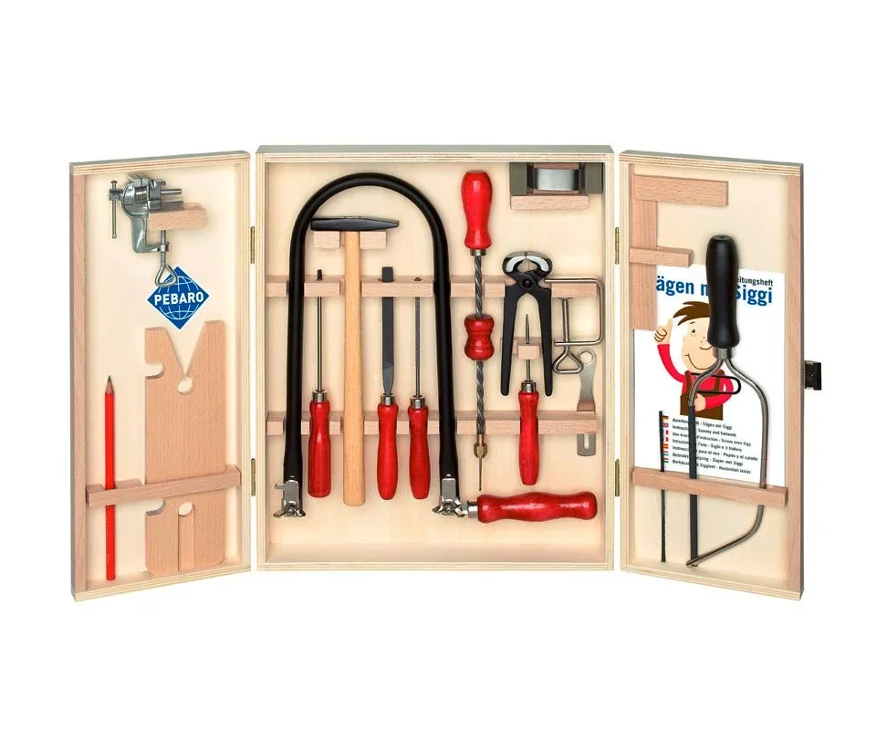 Laubsägeschrank mit Einspannhalter + Bastelvorlage (kein Kunststoff)