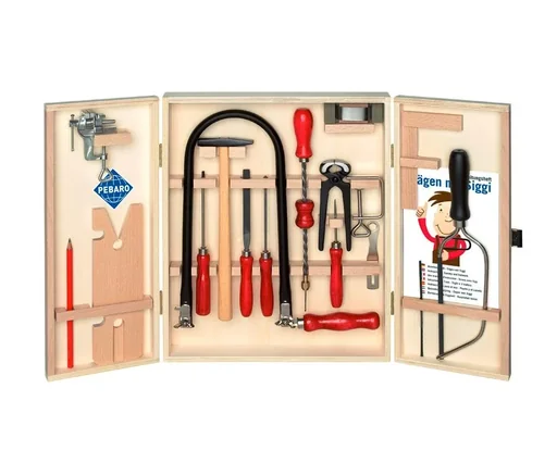 Laubsägeschrank mit Einspannhalter + Bastelvorlage (kein Kunststoff)