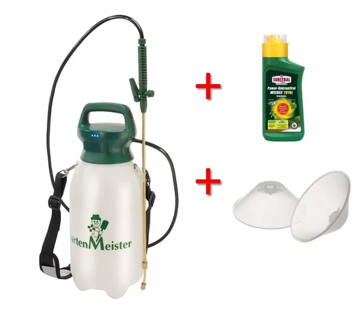 "Akku-Sprühgerät Li-Ionen 8L GM ALS + Unkrautfrei Weedex Total 380 ml + Sprühschirm 2er Set image"