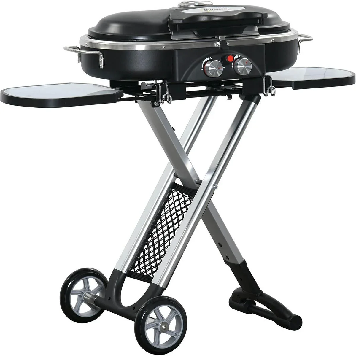 BBQ Grill mit 2 Brennern - Aluminium - Schwarz/Silber - 100 x 41,6 x 82,5 cm