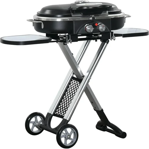 "BBQ Grill mit 2 Brennern - Aluminium - Schwarz/Silber - 100 x 41,6 x 82,5 cm image"