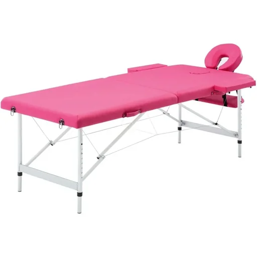 "Klappbarer Massagetisch 2 Zonen Aluminium rosa image"