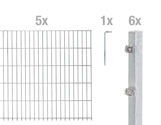 "Doppelstabmattenzaun Komplettset, feuerverzinkt, Höhe 140 cm, Länge 10 m image"