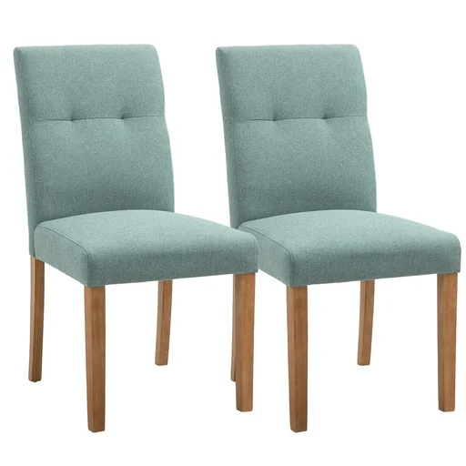 "Esszimmerstühle 2er-Set mit gepolstertem Sitz Stuhl Polsterstuhl Leinen-Polyester-Gewebe Schaumstoff Gummiholz Grün 50 x image"