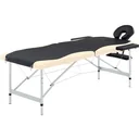 Klappbarer Massagetisch 2 Zonen Aluminium schwarz und beige