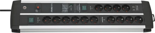 "Steckdosenleiste Premium-Protect-Line Duo 14-fach, Überspannungsschutz 120.000A, USB 3.1A, 3m Kabel image"