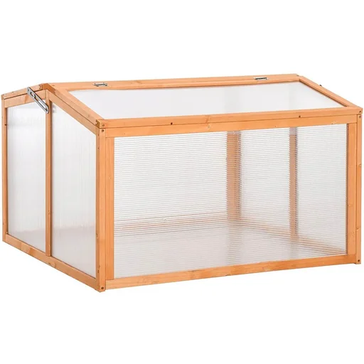 "Frühbeet Treibhaus Gewächshaus Frühbeetkasten Pflanzenbeet mit Abdeckung aus Holz und Polycarbonat wetterfest Orange 90 image"