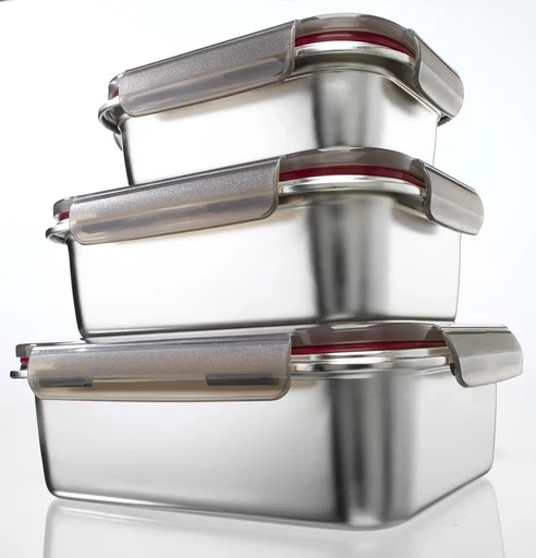 "Frischhaltedosen XL Edelstahl mit Klick-Deckeln, 6-teilig image"