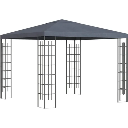 "Gartenpavillon 3 x 3 m Pavillon Gartenzelt Partyzelt mit led Lichtern Stahl Polyester grau image"