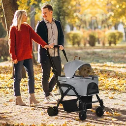 2-in-1 Hundebuggy Transporttasche Katzenbuggy mit Universal Rad abnehmbar Abdeck