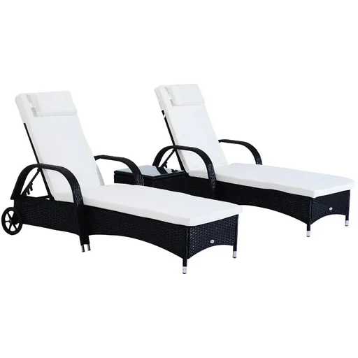 "Rattan Sonnenliegen mit Tisch grau image"