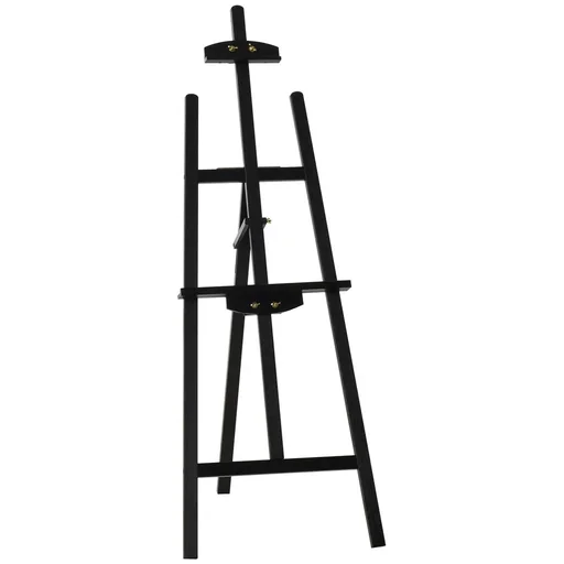 "Staffelei Keilrahmen Atelierstaffelei 90° einstellbar mit Halterung Kiefernholz Schwarz 51,5 x 71,5 x 134,5 cm image"