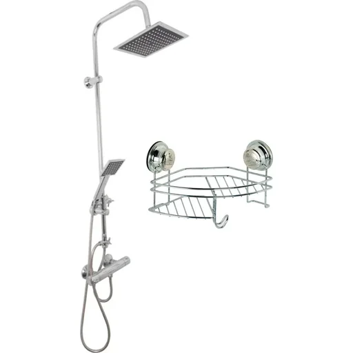 "Bad & Dusche Rainshower + Handbrause (quadratisch) INKLUSIVE Duschablage image"