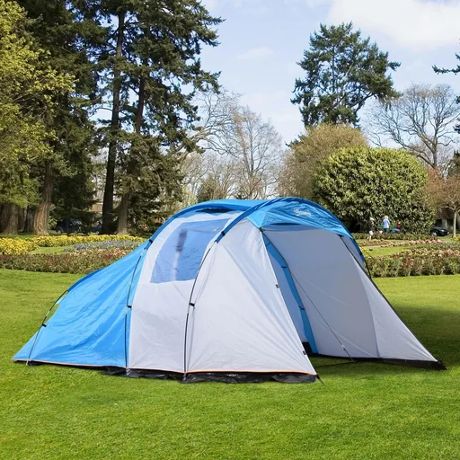 "Campingzelt Kuppelzelt Blau L375 x B240 x H150cm image"