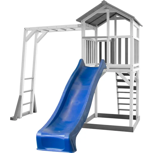 "Beach Tower Spielturm mit Klettergerüst - Blaue Rutsche image"