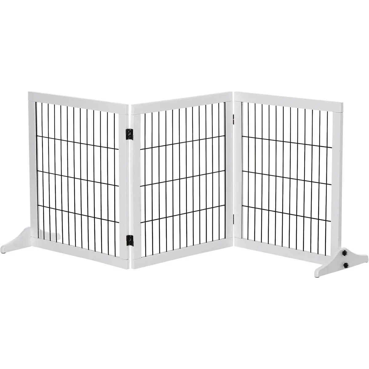 Absperrgitter für Hunde Schutzgitter Hundegitter Treppengitter Hundeabsperrgitter Türschutzgitter Kiefernholz Weiß 185 x