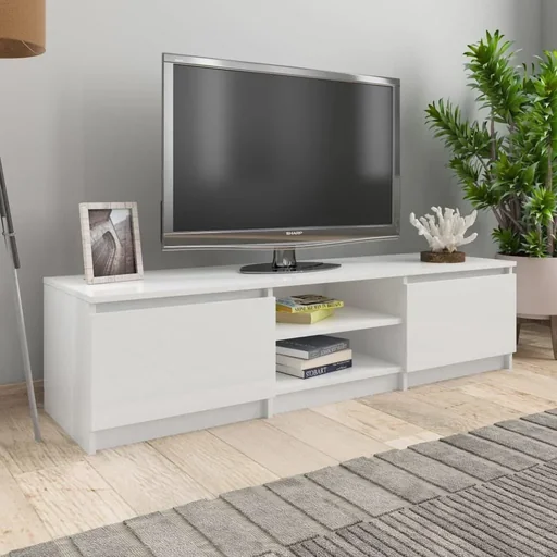 "TV-Schrank 140x40x35,5 cm Spanplatte Hochglanz weiß image"