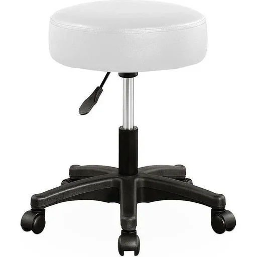 "Drehstuhl - Hocker - mit - gepolstertem - Sitz - in - weiß image"