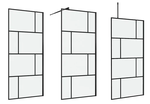 "Duschwand in modernem Design 90 x 195 cm - Glasdusche mit matt schwarzen Wandprofil image"