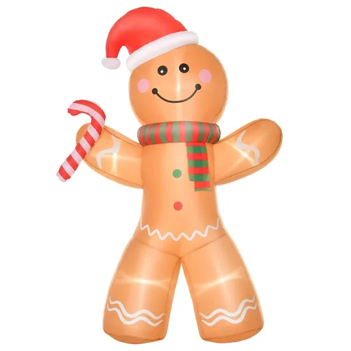 "Aufblasbarer Lebkuchenmann 2,4 m Weihnachtsdekoration mit Lichtern Aufblasbares Modell Weihnachten Gärten Dekoration aut image"