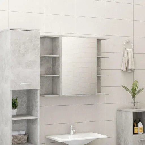 "Badspiegelschrank 80x20,5x64 cm Spanplatte betongrau image"