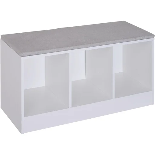 "Schuhbank mit Sitzkissen Schuhschrank Schuhregal Lowboard Garderobe Flur Diele Holz Weiß 89,6 x 35,6 x 47 cm image"