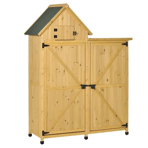 "Gartenhaus Gerätehaus Gartenschuppen Doppeltür-Design Holz für den außenbereich wetterfest 138 x 54,5 x 175 cm Gelb image"